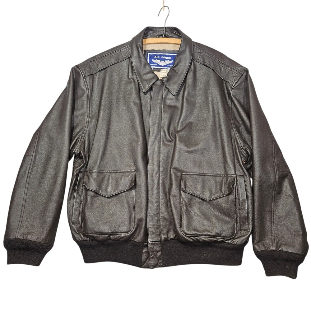Air Force VTG A-2 Style Bomber Flight Jacket Brown Genuine Leather Sz XL